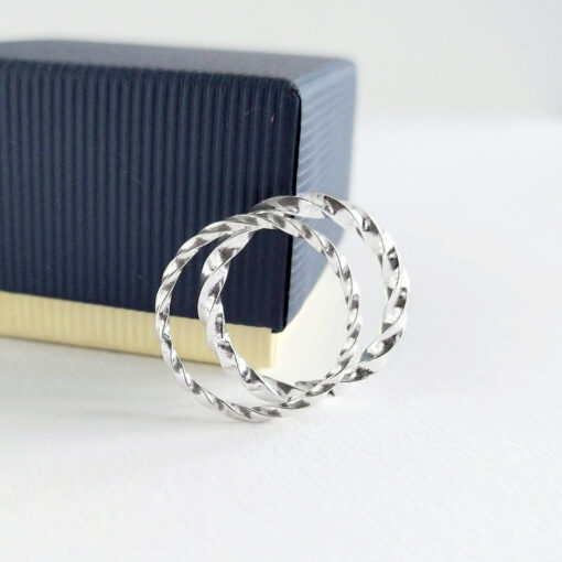 Twisted Square 2 piece stacking rings set by Essemgé