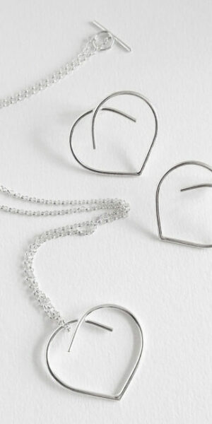 MAXI silver heart necklace and earrings set by Essemgé