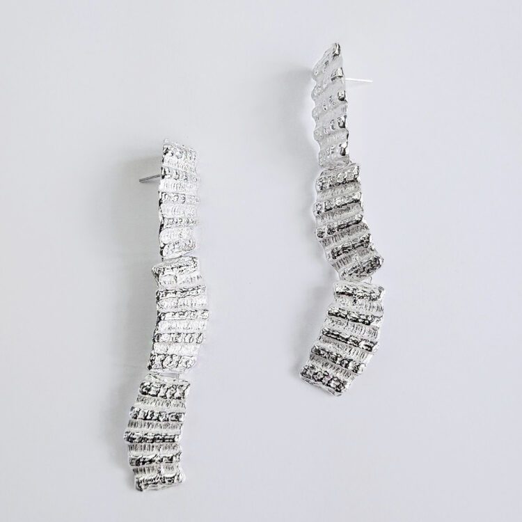 Sea Breeze Textured Silver Cocktail Earrings by Essemgé