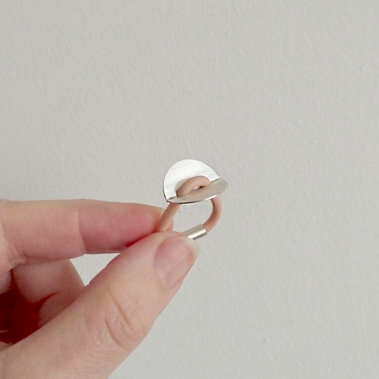Petal Button Ring by Essemgé - silver and nude