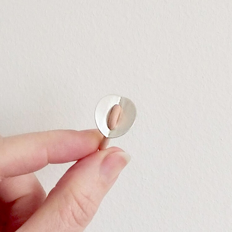 Petal Button Ring by Essemgé - silver and nude