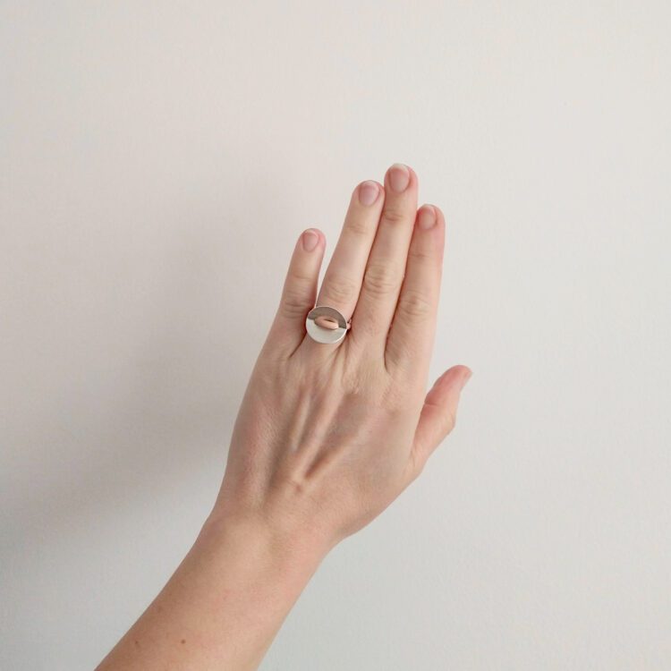 Petal Button Ring by Essemgé - on model