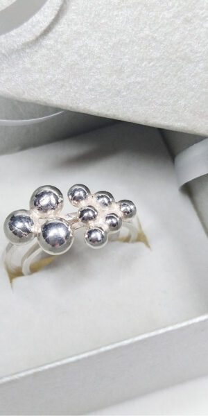 Night & Day Caviar Rings Set by Essemgé - 2 stacking silver rings in a gift box