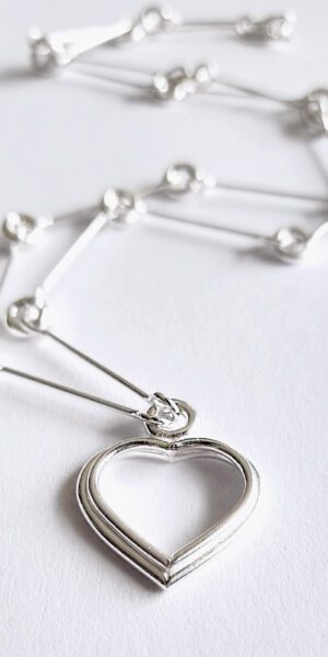 Heart Sautoir by Essemgé - one of a kind piece of jewellery - on white background