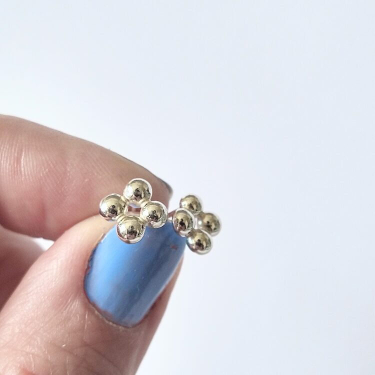 Quatrefoil Caviar silver studs by Essemgé - on hand for scale
