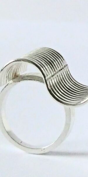 Wave Ring by Essemgé - silver one of a kind ring on white background
